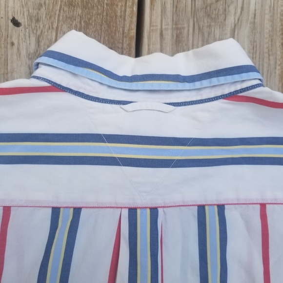 Vintage 90s Tommy Hilfiger Mens Long Sleeve Striped Button Down Dress Shirt XL - Picture 7 of 8